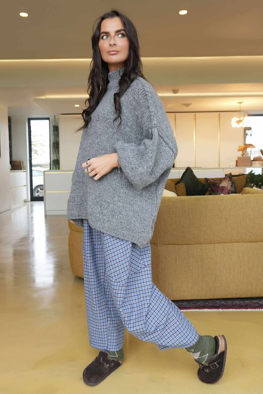 Big Softie Funnel Grunge Knit Grey Marl